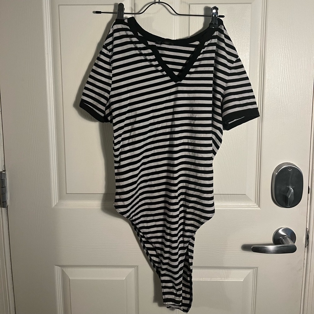 Black and White Stripped Body Suit